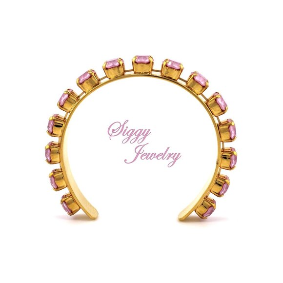 Soft Rose Ignite Austrian Crystal Bangle Bracelet – Light Pink, Gold Plated - Picture 6 of 7